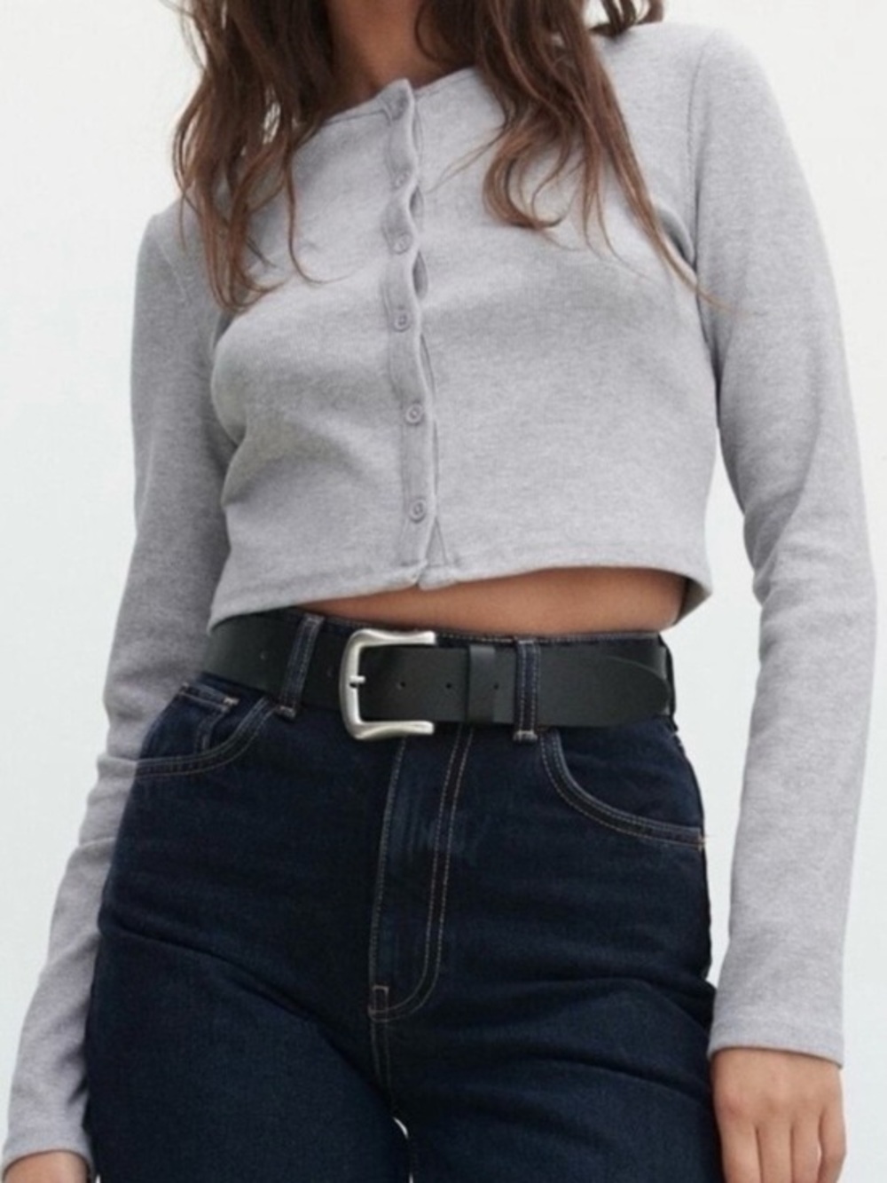 ZARA Women’s Cropped Cardigan Light Gray M